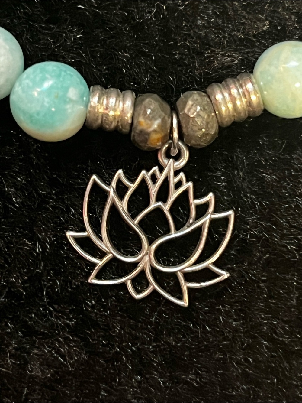 Hemimorphite Gemstone Bracelet with Resilience Silver Charm - Picture 3 of 4
